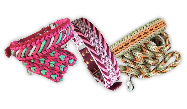 Verschillende paracord hondenriemen en halsbanden in verschillende kleuren