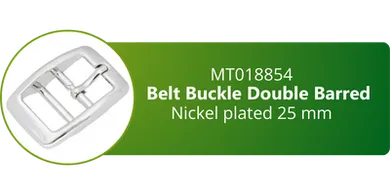 Belt Buckle Double Barred Nickel Plated 25 mm